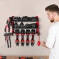 Βάση τοίχου VEVOR Power Tool Organizer, ράφι αποθήκευσης 3 επιπέδων με 4 θήκες τρυπανιού, θήκη εργαλείων και ράφι αποθήκευσης με πλαϊνά μανταλάκια, οργάνωση εργαλείων γκαράζ για γκαράζ, πάγκο εργασίας και εργαστήριο