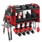 Βάση τοίχου VEVOR Power Tool Organizer, ράφι αποθήκευσης 3 επιπέδων με 4 θήκες τρυπανιού, θήκη εργαλείων και ράφι αποθήκευσης με πλαϊνά μανταλάκια, οργάνωση εργαλείων γκαράζ για γκαράζ, πάγκο εργασίας και εργαστήριο