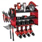 Βάση τοίχου VEVOR Power Tool Organizer, ράφι αποθήκευσης 3 επιπέδων με 4 θήκες τρυπανιού, θήκη εργαλείων και ράφι αποθήκευσης με πλαϊνά μανταλάκια, οργάνωση εργαλείων γκαράζ για γκαράζ, πάγκο εργασίας και εργαστήριο