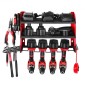 Βάση τοίχου VEVOR Power Tool Organizer, ράφι αποθήκευσης 3 επιπέδων με 4 θήκες τρυπανιού, θήκη εργαλείων και ράφι αποθήκευσης με πλαϊνά μανταλάκια, οργάνωση εργαλείων γκαράζ για γκαράζ, πάγκο εργασίας και εργαστήριο