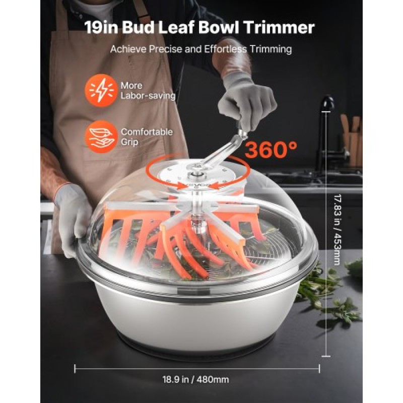 Κόψιμο φύλλων VEVOR Bud Leaf, 490 mm Χειροκίνητο κουρευτικό μπουμπουκιών, με αιχμηρές λεπίδες από ανοξείδωτο χάλυβα, οπτική κοπή, υγρή και ξηρή υδροπονική μηχανή κοπής, περιστρεφόμενη περιστροφή για φυτά Φύλλα Μπουμπούκια Λουλούδια