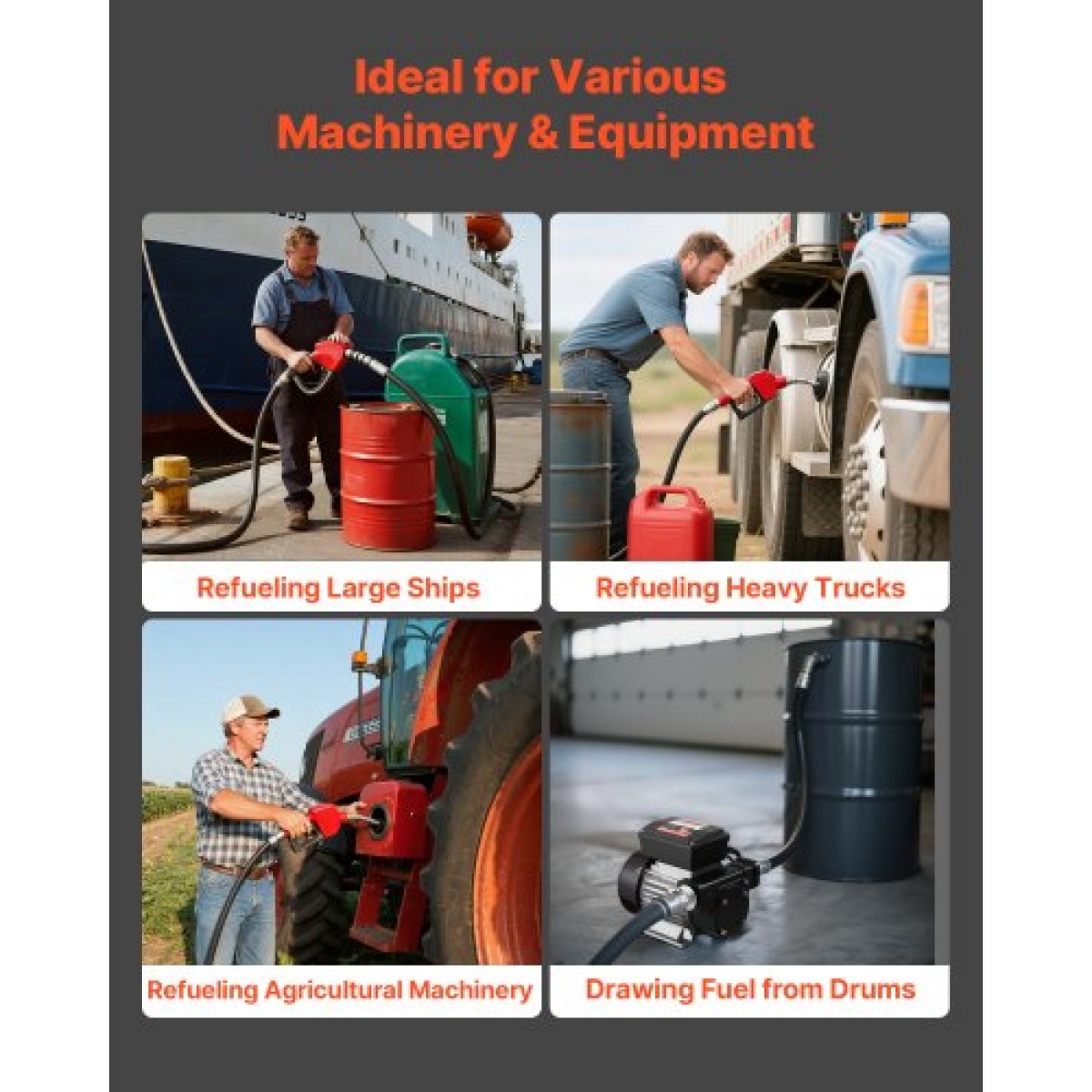 VEVOR Oil Transfer Pump 230V, 16 GPM 60 L/min, AC Electric Fuel Transfer Pump for Diesel Kerosene Biodiesel, 8 ft/2,4 m Max Suction Lift, 45 ft/13,7 m Max Lift, για Οχήματα, Εργοτάξια, Φάρμες