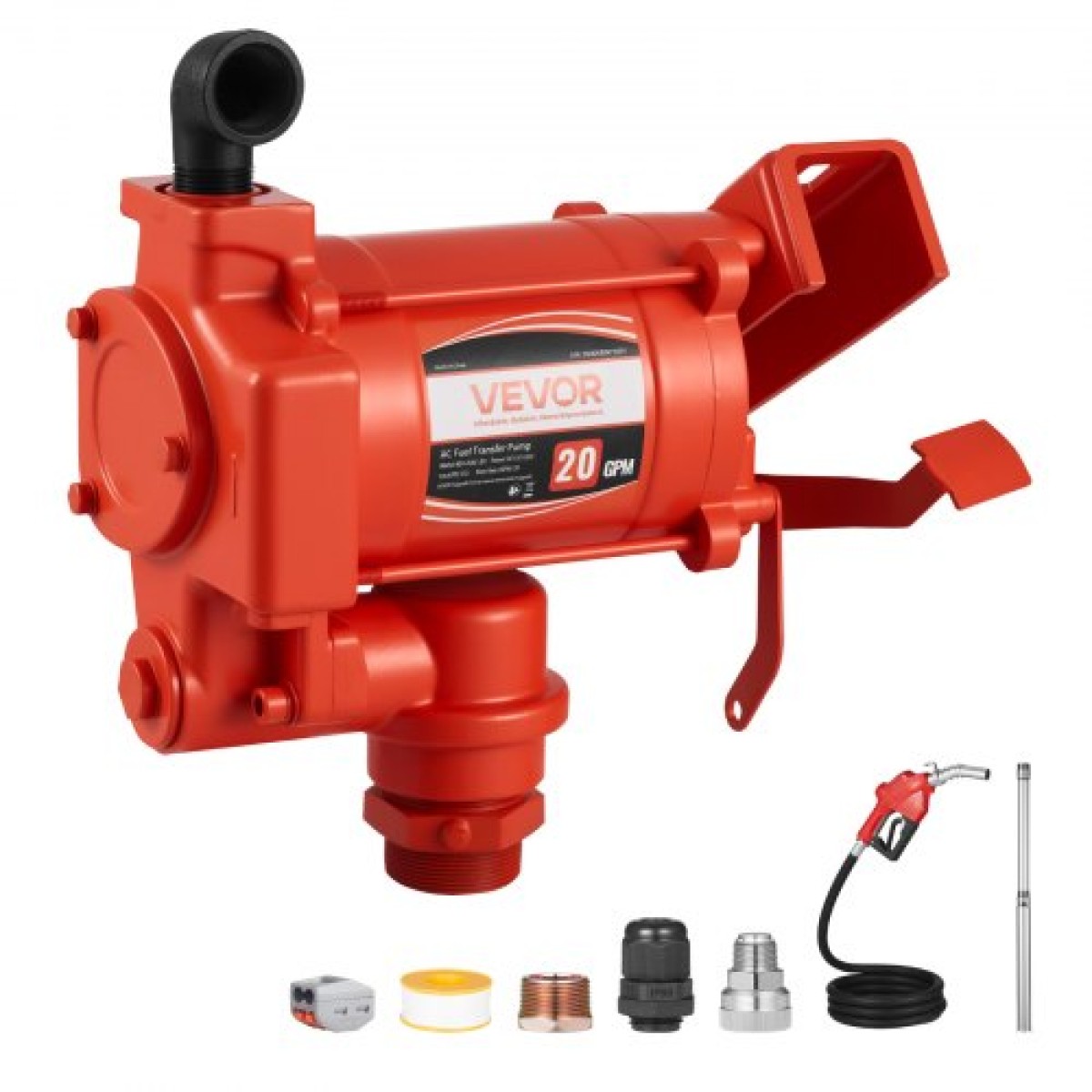 Αντλία μεταφοράς καυσίμου VEVOR 230V, 20 GPM 76 L/min, AC Electric Oil Transfer Pump, με αυτόματο κλείσιμο ακροφύσιο καυσίμου & σωλήνα εκκένωσης, κιτ υψηλής ροής για μείγματα βενζίνης, ντίζελ, κηροζίνης, βιοντίζελ, αιθανόλης