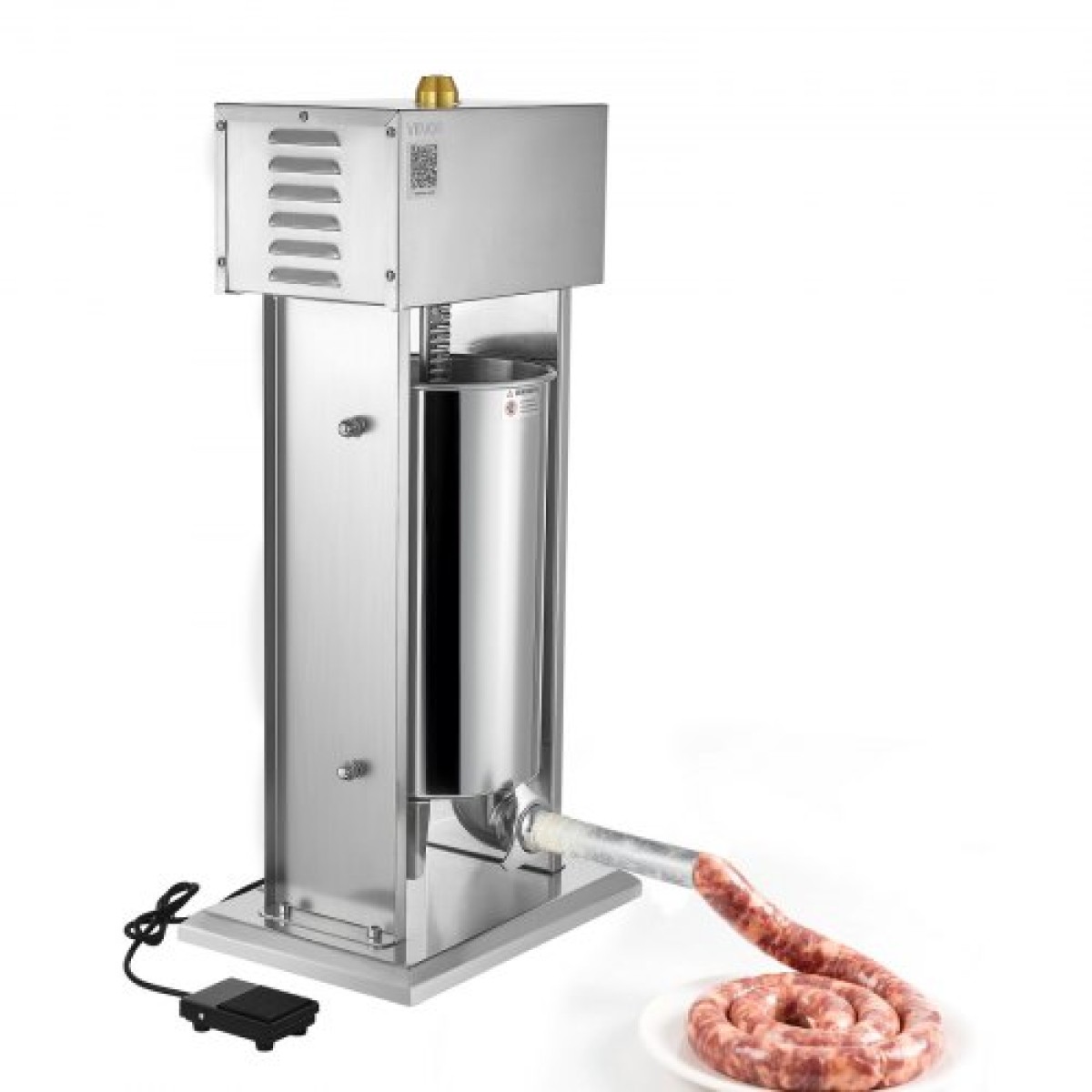 VEVOR Electric Sausage Stuffer, 33 LBS / 15 L Vertical Meat Stuff, Stepless Speed ​​Control and Foot Pedal, Inox Heavy Duty Γεμιστικό Λουκάνικου με 4 Σωλήνες Γέμισης, για Εμπορική & Οικιακή χρήση