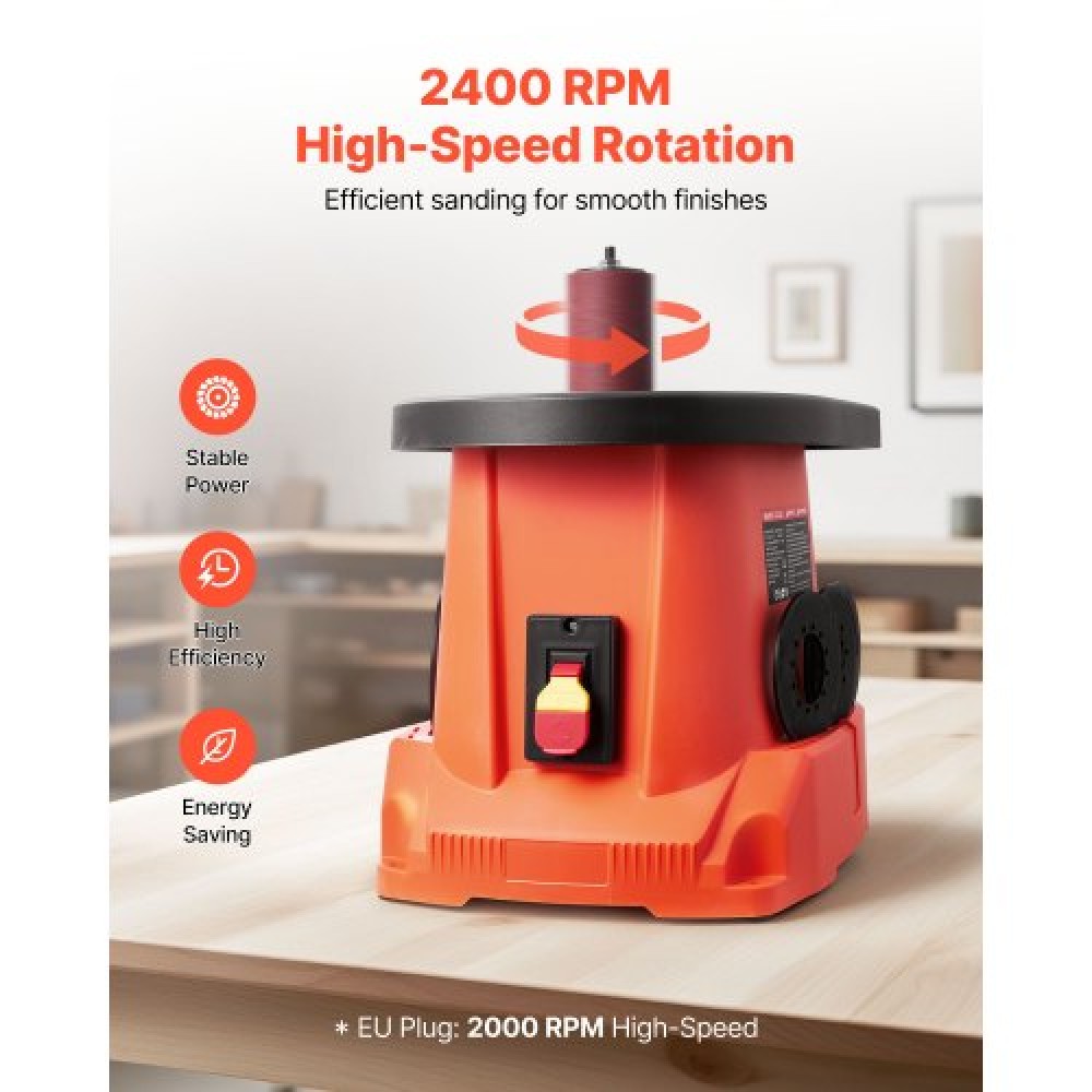 VEVOR Oscillating Spindle Sander, 2000RPM Benchtop Spindle Sander with 6 Sleeves (12.7–76.2 mm), 16mm Stroke & 397 x 295 mm Cast Iron Table for Furniture Finishing, Crafts Sanding, DIY Woodworking