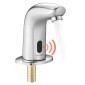 Βρύση νεροχύτη μπάνιου χωρίς αφή VEVOR, Βρύση τουαλέτας τουαλέτας με αυτόματο αισθητήρα κίνησης Κρύο νερό με κάλυμμα με τρύπα, Λειτουργία μπαταρίας για εμπορική τουαλέτα σωλήνων 9,5 mm, επιχρωμιωμένο ασήμι G112M