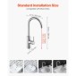 Βρύση νεροχύτη VEVOR Touchless Kitchen Bar, βρύση μπάνιου με αυτόματο αισθητήρα κίνησης μονής λαβής, ευέλικτο περιστρεφόμενο μίξερ κρύου ζεστού νερού Hands-free για σωλήνα 9,5 mm, επιχρωμιωμένο ασήμι