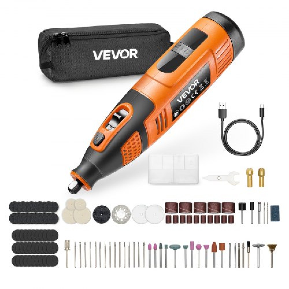 VEVOR 119-Piece Cordless Rotary Tool Kit, DC12V φορητό Mini Power Rotary Tool, 28-Level Speed ​​5000-32000 RPM Εργαλεία DIY πολλαπλών χρήσεων για χάραξη, λείανση, στίλβωση, σκάλισμα, κοπή, χειροτεχνίες DIY