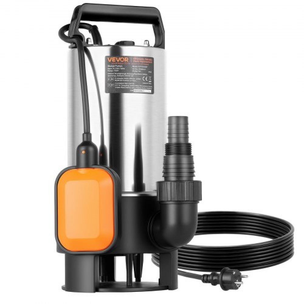 VEVOR 710W Υποβρύχια αντλία κάρτερ, 20000 L/H, Ανοξείδωτη υποβρύχια αντλία λυμάτων βρώμικου καθαρού νερού με αυτόματο διακόπτη πλωτήρα, μακρύ καλώδιο, 9M Max Lift, για πισίνες, κήπο, λίμνη, πλημμυρισμένες περιοχές