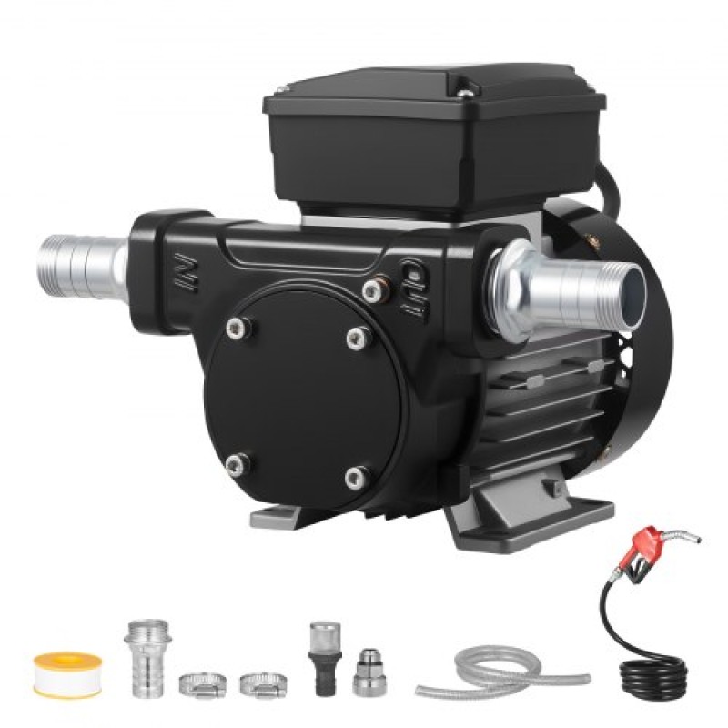 Αντλία μεταφοράς καυσίμου VEVOR 230V, 16 GPM 60 L/min, AC Electric Oil Transfer Pump for Diesel Kerosene Biodiesel, με αυτόματο ακροφύσιο καυσίμου & 2 σωλήνες, 45 ft/13,7 m Max Lift, για οχήματα, εργοτάξια