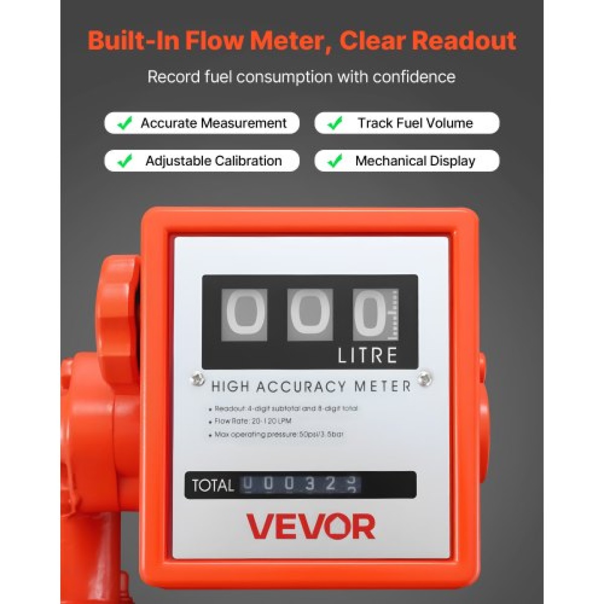 Αντλία μεταφοράς καυσίμου VEVOR 230V, 20 GPM 76 L/min, AC ηλεκτρική αντλία μεταφοράς λαδιού, με μετρητή, ακροφύσιο καυσίμου αυτόματης απενεργοποίησης & σωλήνα εκκένωσης, υψηλή ροή για βενζίνη, ντίζελ, κηροζίνη, βιοντίζελ, αιθανόλη