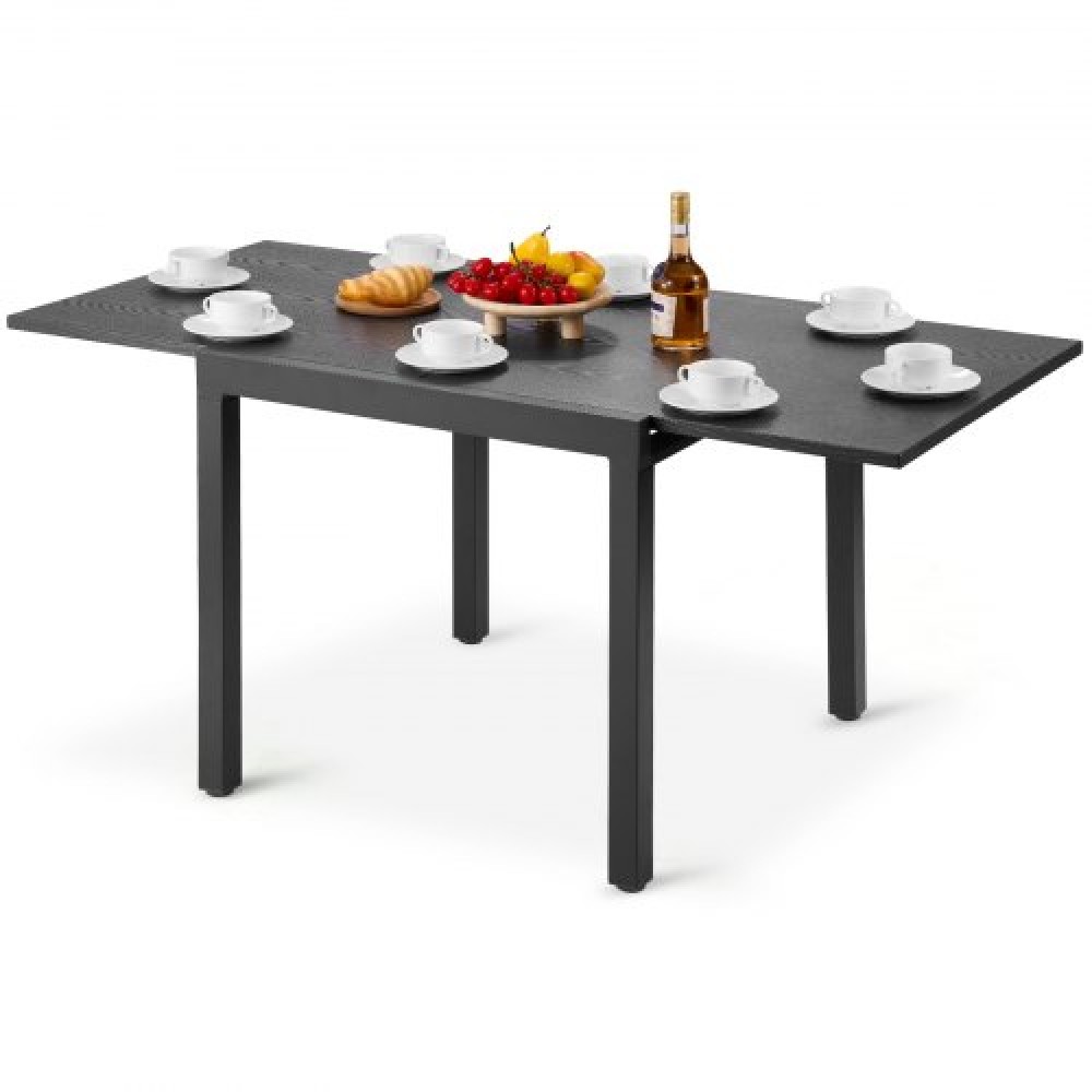 VEVOR Expandable Outdoor Patio Dining Table, 80-160cm Rectangular Backyard Bistro Tables for 4-6, Aluminum Frame Metal Steel Slat , All-Weather Large Furniture for Lawn Garden Porch, Dark Gray