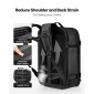 VEVOR Vacuum Travel Backpack, 65L, Επεκτάσιμο σακίδιο πλάτης συμπίεσης κενού, με εγκεκριμένη κλειδαριά TSA, θήκες πολλαπλών τσέπες, αδιάβροχη βαλίτσα μεταφοράς, χωρίς αντλία, μαύρο