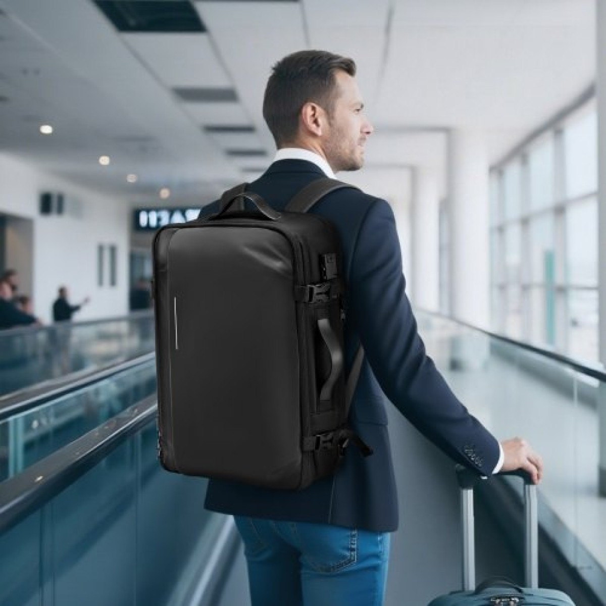 VEVOR Vacuum Travel Backpack, 65L, Επεκτάσιμο σακίδιο πλάτης συμπίεσης κενού, με εγκεκριμένη κλειδαριά TSA, θήκες πολλαπλών τσέπες, αδιάβροχη βαλίτσα μεταφοράς, χωρίς αντλία, μαύρο