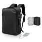 VEVOR Vacuum Travel Backpack, 65L, Επεκτάσιμο σακίδιο πλάτης συμπίεσης κενού, με εγκεκριμένη κλειδαριά TSA, θήκες πολλαπλών τσέπες, αδιάβροχη βαλίτσα μεταφοράς, χωρίς αντλία, μαύρο