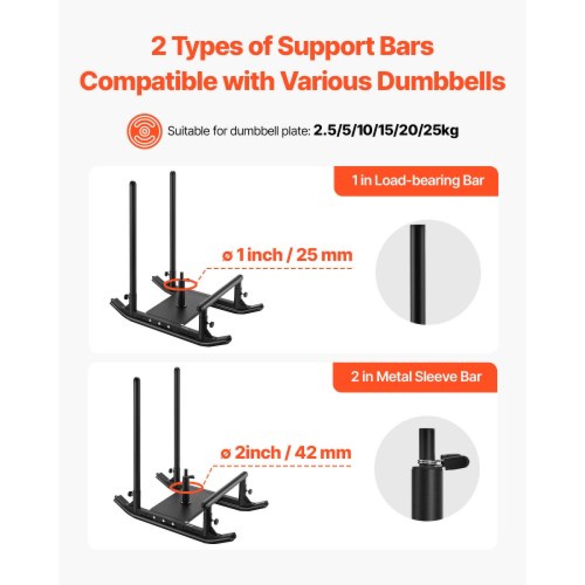 VEVOR Weight Sled, Steel Power Sled, Fitness Strength Training Sleds for Athletic Exercise Improvement Speed, Workout Fitness Equipment with Handle, Συμβατό με πλάκες βάρους 25/51 mm, Μαύρο