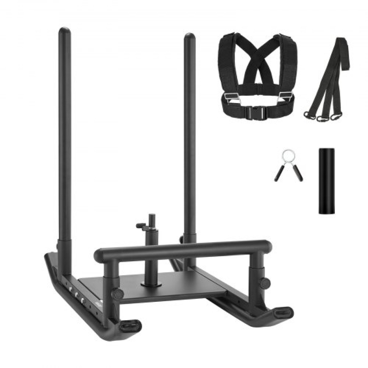 VEVOR Weight Sled, Steel Power Sled, Fitness Strength Training Sleds for Athletic Exercise Improvement Speed, Workout Fitness Equipment with Handle, Συμβατό με πλάκες βάρους 25/51 mm, Μαύρο