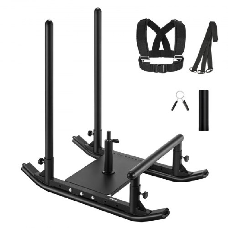 VEVOR Weight Sled, Steel Power Sled, Fitness Strength Training Sleds for Athletic Exercise Improvement Speed, Workout Fitness Equipment with Handle, Συμβατό με πλάκες βάρους 25/51 mm, Μαύρο
