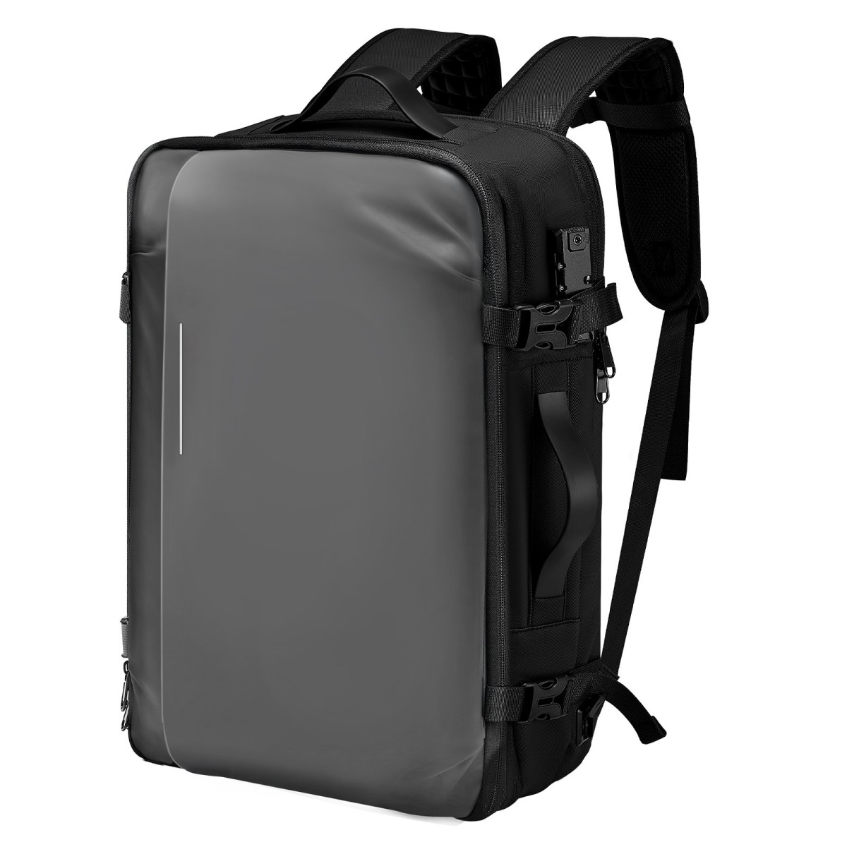 VEVOR Vacuum Travel Backpack, 65L, Επεκτάσιμο Σακίδιο Ταξιδιού Συμπίεσης Vacuum Seal με αντλία, με Εγκεκριμένη κλειδαριά TSA, Airback Vacpack, Αδιάβροχη βαλίτσα μεταφοράς, για επαγγελματικούς λόγους, γκρι