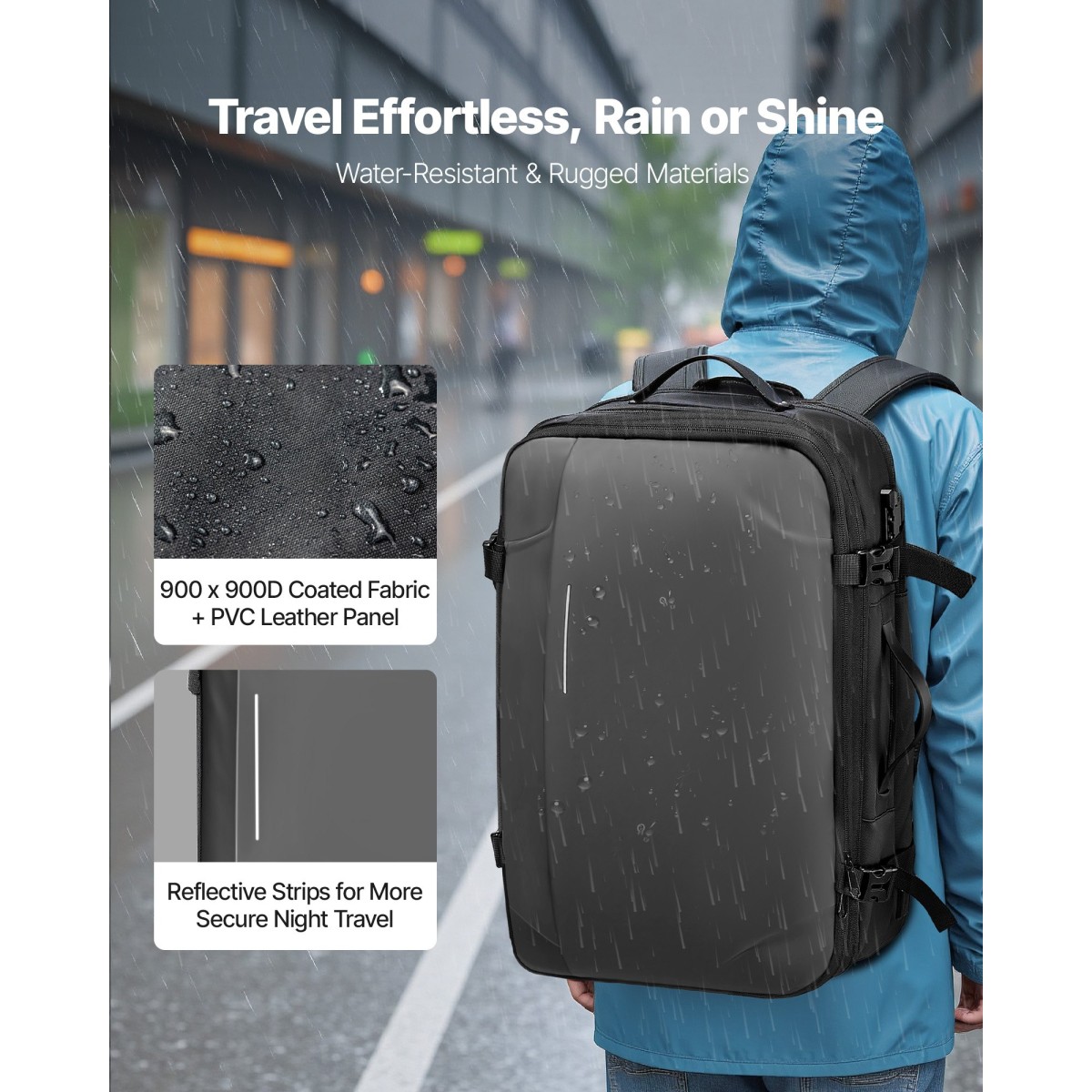 VEVOR Vacuum Travel Backpack, 65L, Επεκτάσιμο Σακίδιο Ταξιδιού Συμπίεσης Vacuum Seal με αντλία, με Εγκεκριμένη κλειδαριά TSA, Airback Vacpack, Αδιάβροχη βαλίτσα μεταφοράς, για επαγγελματικούς λόγους, γκρι