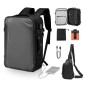 VEVOR Vacuum Travel Backpack, 65L, Επεκτάσιμο Σακίδιο Ταξιδιού Συμπίεσης Vacuum Seal με αντλία, με Εγκεκριμένη κλειδαριά TSA, Airback Vacpack, Αδιάβροχη βαλίτσα μεταφοράς, για επαγγελματικούς λόγους, γκρι