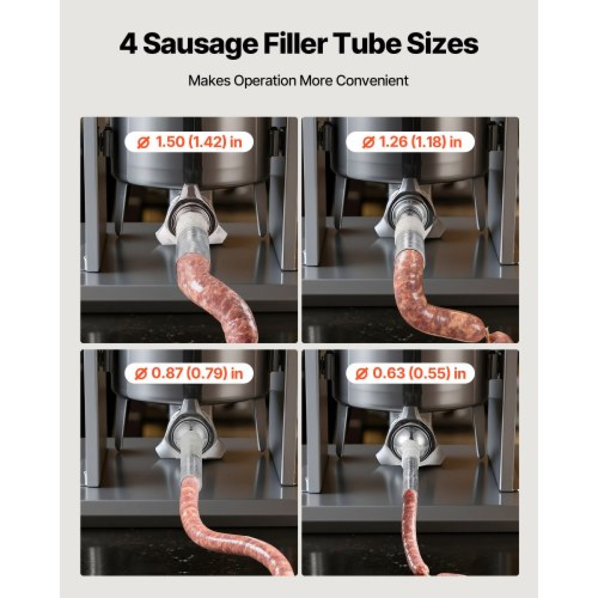 VEVOR Electric Sausage Stuffer, 25 LBS / 12 L Vertical Meat Stuff, Stepless Speed ​​Control and Foot Pedal, Inox Heavy Duty Γεμιστικό Λουκάνικου με 4 Σωλήνες Γέμισης, για Εμπορική & οικιακή χρήση