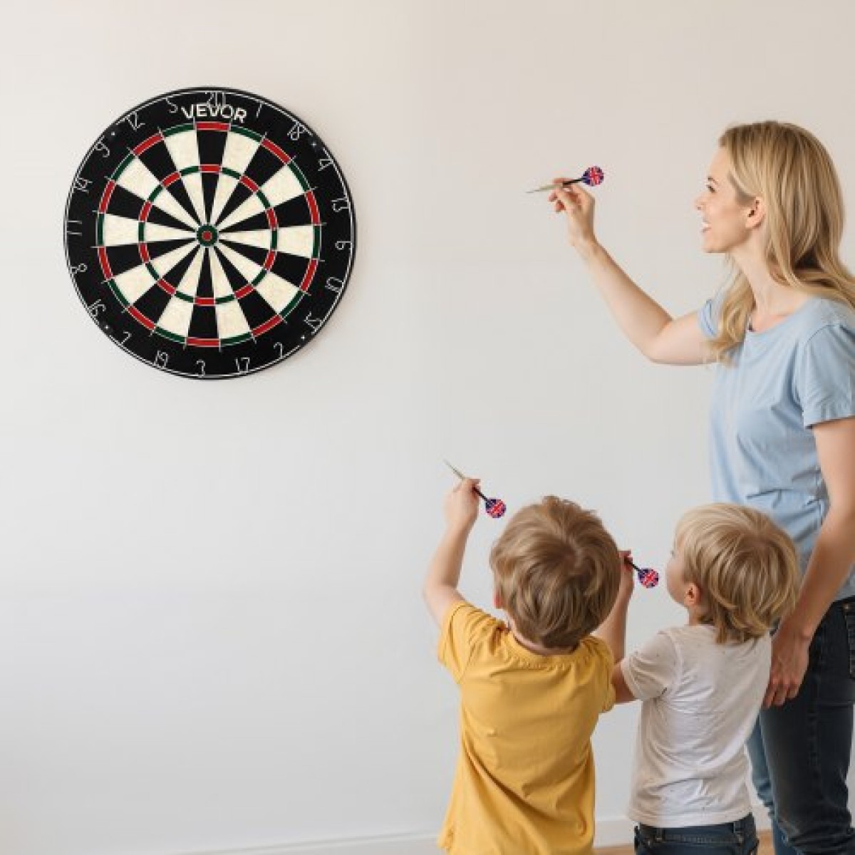 VEVOR Dartboard με 6 Darts & Scoring Kit, Self-healing Fibers Sisal Dartboard with Χωρίς συρράπτες & Περιστρεφόμενο Αριθμό Δαχτυλίδι, Επαγγελματικό Σετ βελάκι από ατσάλι 451mm για Αίθουσα παιχνιδιών Home Party