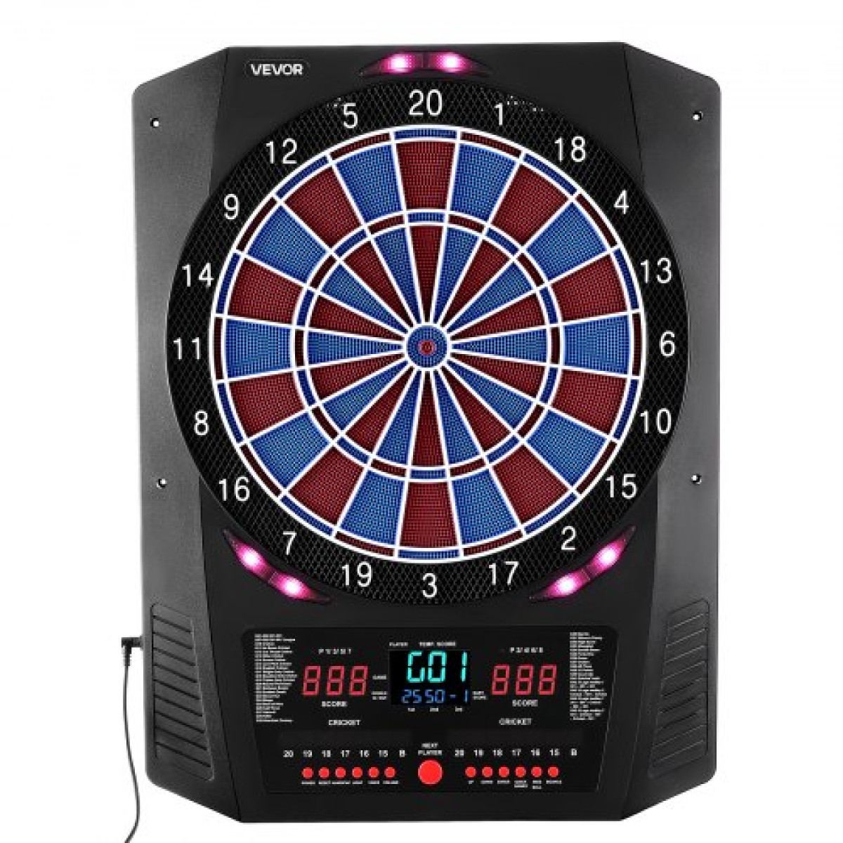 VEVOR Electronic Dart Board, Target Dartboard 336mm με 45 παιχνίδια & 474 παραλλαγές για έως και 8 παίκτες, 6 άξονες βελών με πτήσεις & 50 μαλακές άκρες, έγχρωμη οθόνη LED κρίκετ για πάρτι στο σπίτι