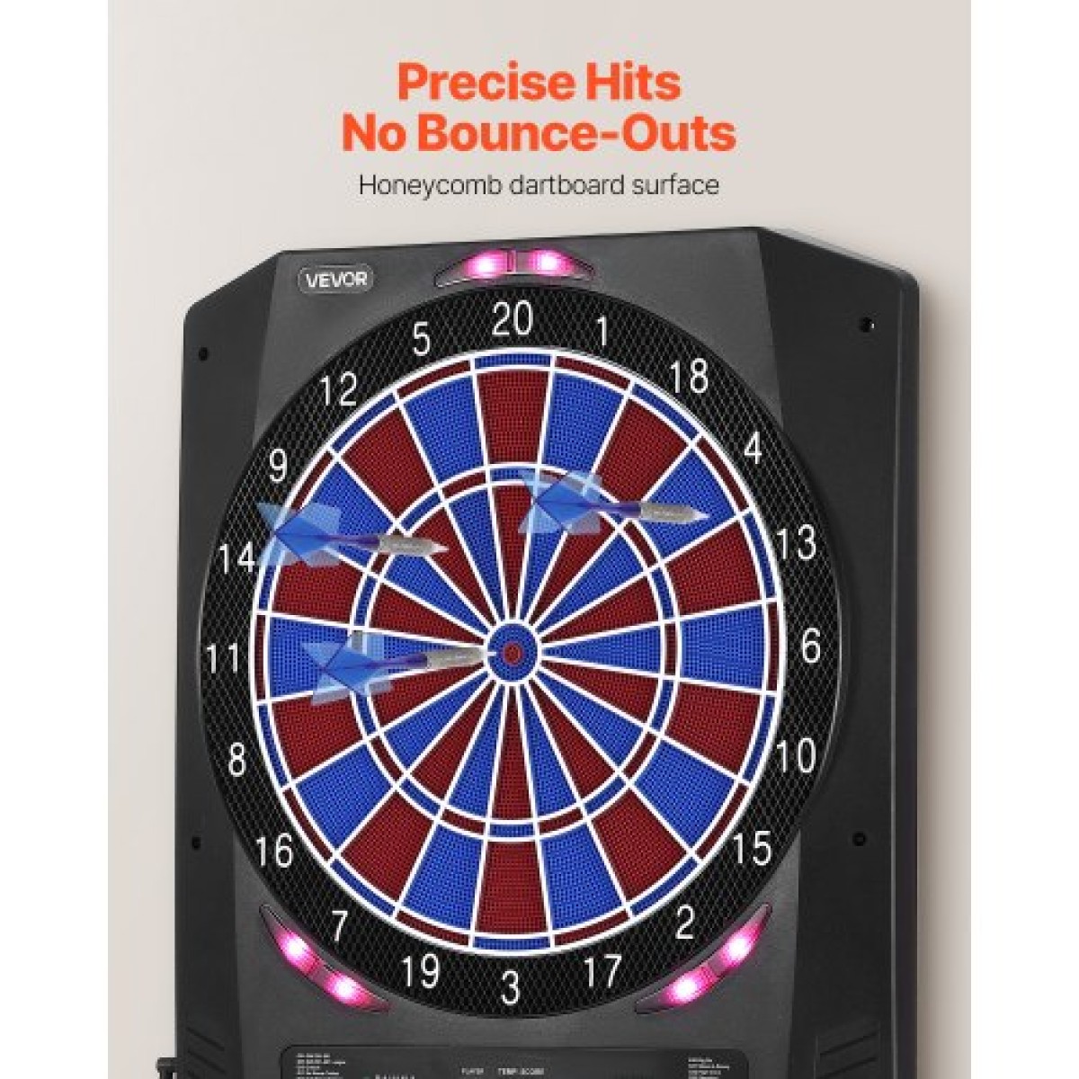 VEVOR Electronic Dart Board, Target Dartboard 336mm με 45 παιχνίδια & 474 παραλλαγές για έως και 8 παίκτες, 6 άξονες βελών με πτήσεις & 50 μαλακές άκρες, έγχρωμη οθόνη LED κρίκετ για πάρτι στο σπίτι