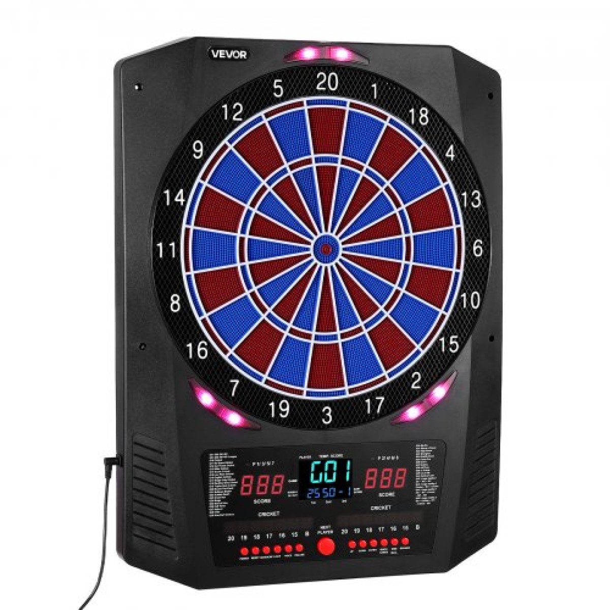 VEVOR Electronic Dart Board, Target Dartboard 336mm με 45 παιχνίδια & 474 παραλλαγές για έως και 8 παίκτες, 6 άξονες βελών με πτήσεις & 50 μαλακές άκρες, έγχρωμη οθόνη LED κρίκετ για πάρτι στο σπίτι