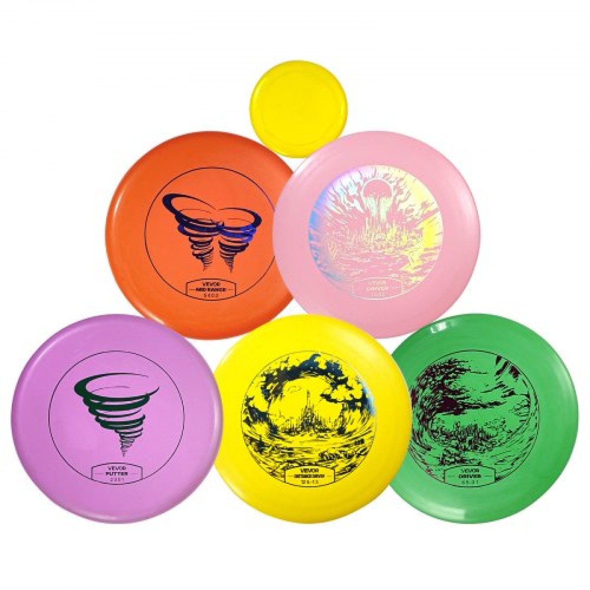 VEVOR Disc Golf Set, 5 PCS Beginners Flying Discs, Disc Golf Starter set for full-body Strength training, with Putter, Mid-Range, Driver, Mini Marker, PDGA Εγκεκριμένο για υπαίθρια αυλή, γκαζόν, παραλία