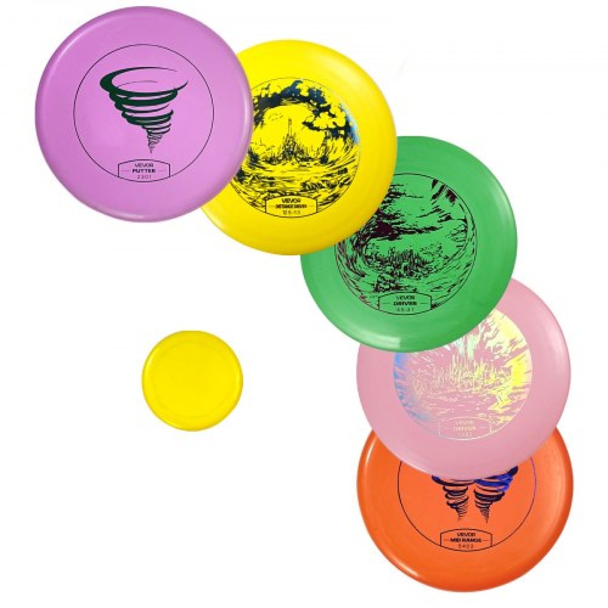 VEVOR Disc Golf Set, 5 PCS Beginners Flying Discs, Disc Golf Starter set for full-body Strength training, with Putter, Mid-Range, Driver, Mini Marker, PDGA Εγκεκριμένο για υπαίθρια αυλή, γκαζόν, παραλία