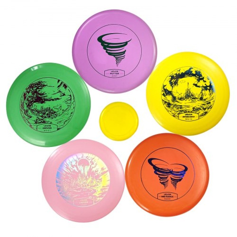 VEVOR Disc Golf Set, 5 PCS Beginners Flying Discs, Disc Golf Starter set for full-body Strength training, with Putter, Mid-Range, Driver, Mini Marker, PDGA Εγκεκριμένο για υπαίθρια αυλή, γκαζόν, παραλία