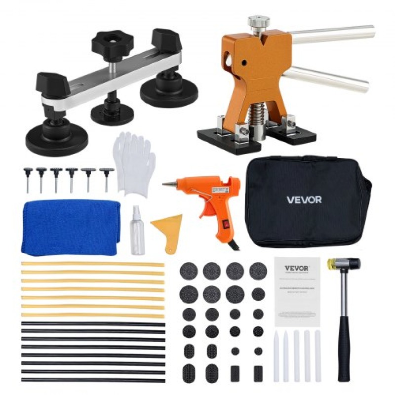 VEVOR Dent Puller Kit, 60 PCS Paintless Dent Removal Kit με Golden Lifter, Bridge Puller, Rubber Hammer, Glue Gun, Auto Body Hail Repair Remover Tools for Car Refrigerator Door Ding Repair