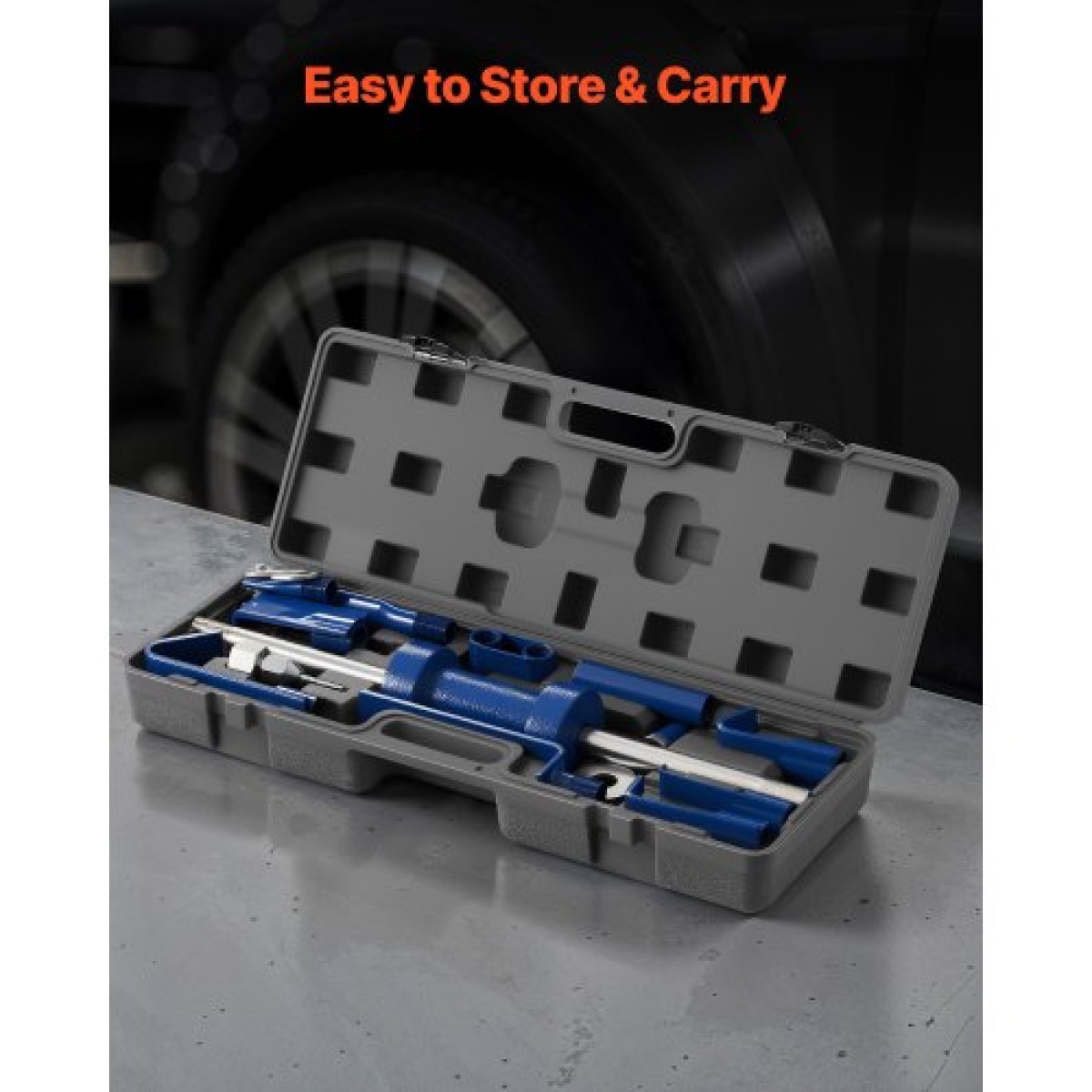 VEVOR Dent Puller Kit, 5,9 kg 14-in-1 Slide Hammer Dent Removal Kit, Heavy-Duty Auto Body Truck Repair Πλαίσιο επισκευής εργαλείου αφαίρεσης ζημιών αυτοκινήτου με θήκη μεταφοράς, ράβδο προέκτασης, αντιολισθητική λαβή
