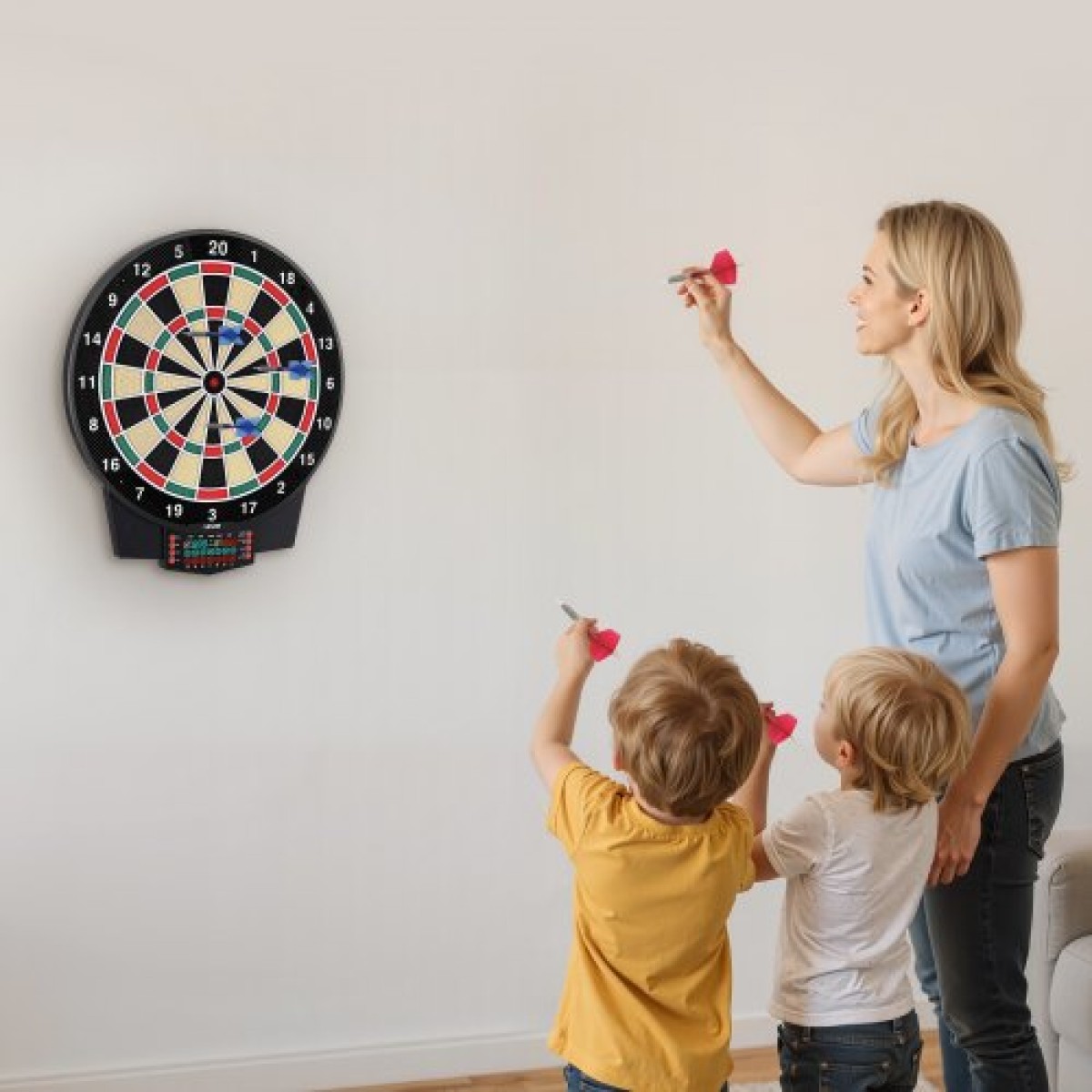 VEVOR Electronic Dart Board, 391mm Target Dartboard με 43 παιχνίδια & 320+ παραλλαγές για έως και 8 παίκτες, 6 άξονες βελών με πτήσεις & 50 soft tips, έγχρωμη οθόνη βαθμολογίας LCD για αίθουσα παιχνιδιών Home Party