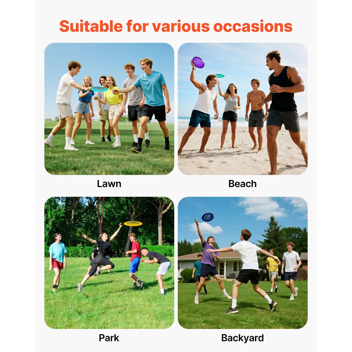 VEVOR Disc Golf Set, 8 Pack Disc Golf Starter Set, Ιπτάμενοι Δίσκοι για αρχάριους για προπόνηση δύναμης σε όλο το σώμα, με Putter, Mid-Range, Driver, PDGA Approved, για υπαίθρια αυλή, γκαζόν, παραλία και πάρκο