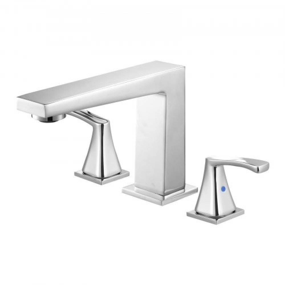 VEVOR Roman Baucet Baucet, 3 Hole Waterfall Bathub Baucet, Bath Baucets Baucets set with 2 Handles, Roman Baucets Baucets Deck Mount for Pet Washing, Baby Care, Bathtub Baucet, Ασημί, Σχεδιασμός ορθής γωνίας στομίου