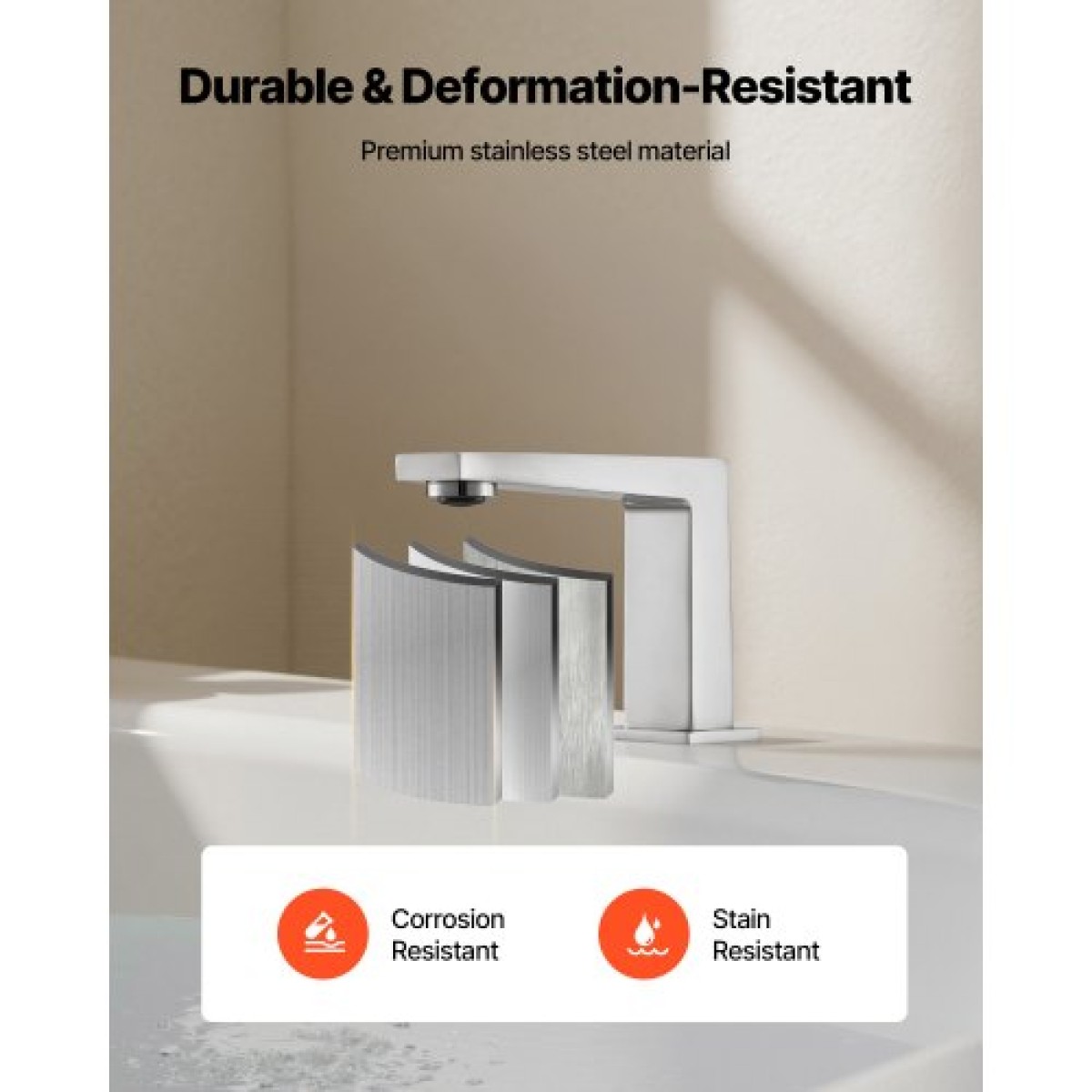 VEVOR Roman Baucet Baucet, 3 Hole Waterfall Bathub Baucet, Bath Baucets Baucets set with 2 Handles, Roman Baucets Baucets Deck Mount for Pet Washing, Baby Care, Bathtub Baucet, Ασημί, Σχεδιασμός ορθής γωνίας στομίου