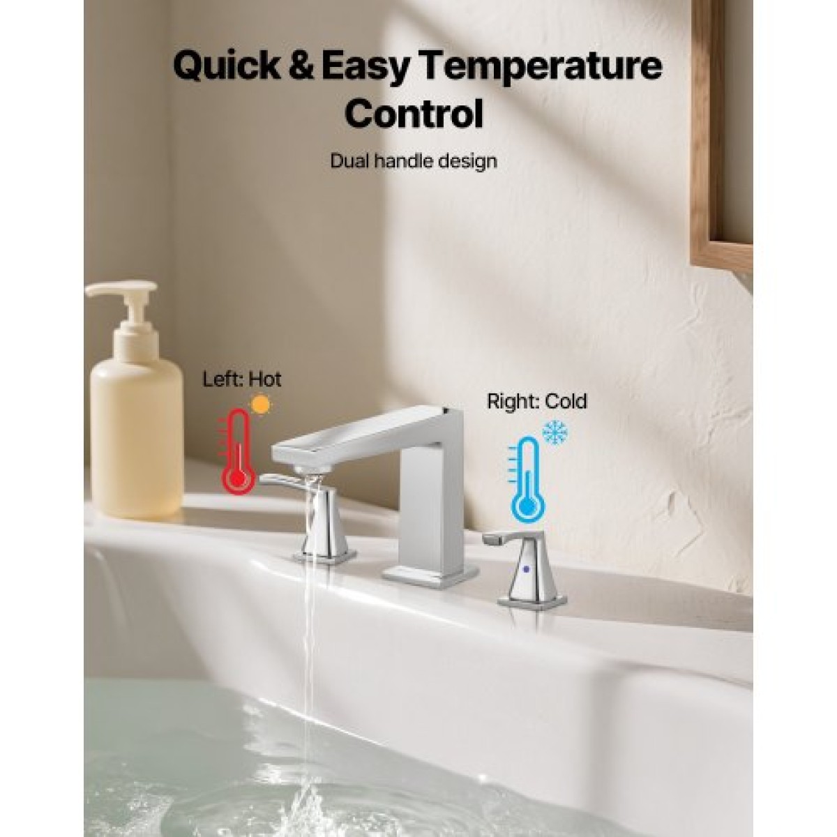 VEVOR Roman Baucet Baucet, 3 Hole Waterfall Bathub Baucet, Bath Baucets Baucets set with 2 Handles, Roman Baucets Baucets Deck Mount for Pet Washing, Baby Care, Bathtub Baucet, Ασημί, Σχεδιασμός ορθής γωνίας στομίου
