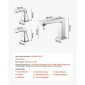 VEVOR Roman Baucet Baucet, 3 Hole Waterfall Bathub Baucet, Bath Baucets Baucets set with 2 Handles, Roman Baucets Baucets Deck Mount for Pet Washing, Baby Care, Bathtub Baucet, Ασημί, Σχεδιασμός ορθής γωνίας στομίου