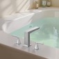 VEVOR Roman Baucet Baucet, 3 Hole Waterfall Bathub Baucet, Bath Baucets Baucets set with 2 Handles, Roman Baucets Baucets Deck Mount for Pet Washing, Baby Care, Bathtub Baucet, Ασημί, Σχεδιασμός ορθής γωνίας στομίου