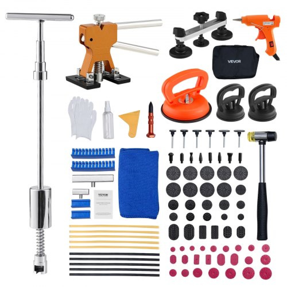 VEVOR Dent Puller Kit, 100 PCS Paintless Dent Removal Kit με Golden Lifter, Bridge Puller, Slide Hammer T-Bar, Glue Gun, Auto Body Hail Demage Remover Tools for Car Refrigerator Door Ding Repair