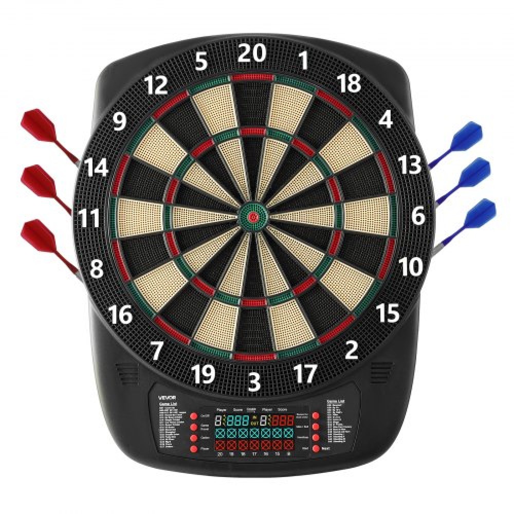 VEVOR Electronic Dart Board, 336mm Target Dartboard με 43 παιχνίδια & 200+ παραλλαγές για έως και 8 παίκτες, 6 άξονες βελών με πτήσεις & 50 soft tips, έγχρωμη οθόνη βαθμολογίας LCD για αίθουσες παιχνιδιών Home Party