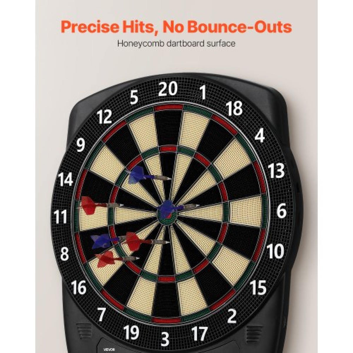 VEVOR Electronic Dart Board, 336mm Target Dartboard με 43 παιχνίδια & 200+ παραλλαγές για έως και 8 παίκτες, 6 άξονες βελών με πτήσεις & 50 soft tips, έγχρωμη οθόνη βαθμολογίας LCD για αίθουσες παιχνιδιών Home Party
