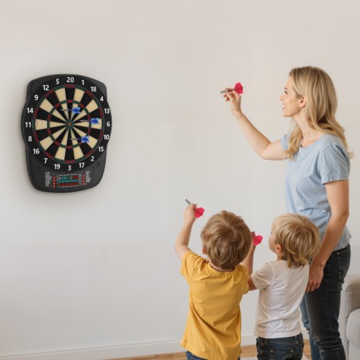 VEVOR Electronic Dart Board, 336mm Target Dartboard με 43 παιχνίδια & 200+ παραλλαγές για έως και 8 παίκτες, 6 άξονες βελών με πτήσεις & 50 soft tips, έγχρωμη οθόνη βαθμολογίας LCD για αίθουσες παιχνιδιών Home Party
