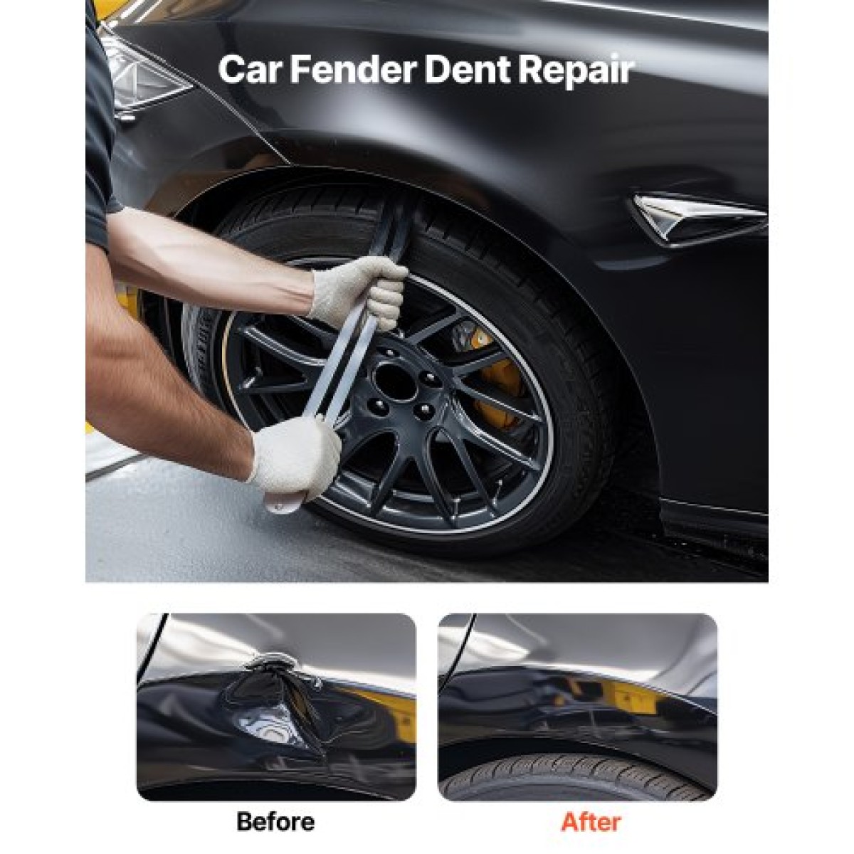 VEVOR Dent Puller Kit, Paintless Car Removal Dent Tool, Auto Fender Repair Paverer Puller Lifter with Curved Rod, λοστό, Λαστιχένιο σφυρί, Αερόσακος, Αποσπώμενα & Επισκευαστικά Στυλό, Ανταλλακτικό Κιτ εργαλείων κεφαλών