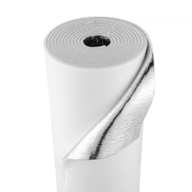 VEVOR Reflective Insulation Roll, 2 Carage Door Thermal Insulation Kit, 6mm 5,49 m x 0,61 m, 4 Rolls Foil Aluminum EPE Foam Radiant Barrier, White Heat Shield PE για γκαραζόπορτες
