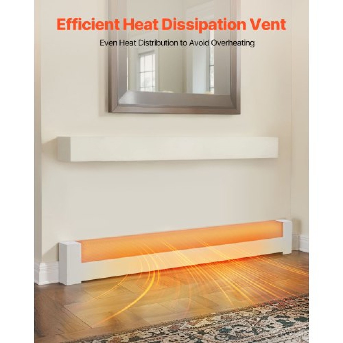 Καλύμματα θερμαντήρα βάσης VEVOR, Basic Series 1526 mm Τυπική ηλεκτρική μονάδα θέρμανσης Μπροστινό κάλυμμα για τη βελτίωση του σπιτιού, χάλυβας βαρέως τύπου, Εύκολη εγκατάσταση για την αντικατάσταση του παλιού καλύμματος κρεβατοκάμαρας, λευκό