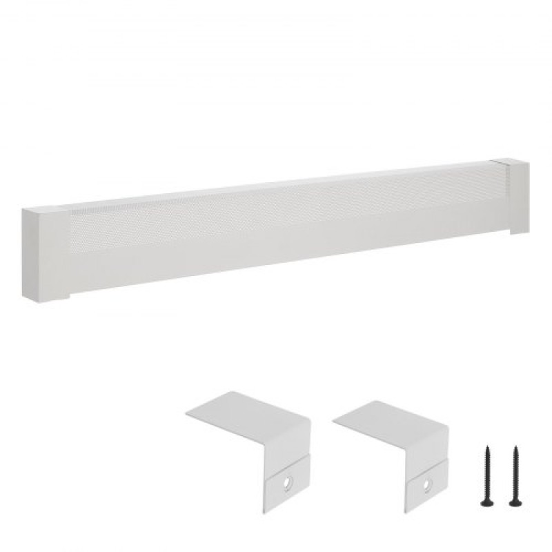 Καλύμματα θερμαντήρα βάσης VEVOR, Basic Series 1526 mm Τυπική ηλεκτρική μονάδα θέρμανσης Μπροστινό κάλυμμα για τη βελτίωση του σπιτιού, χάλυβας βαρέως τύπου, Εύκολη εγκατάσταση για την αντικατάσταση του παλιού καλύμματος κρεβατοκάμαρας, λευκό